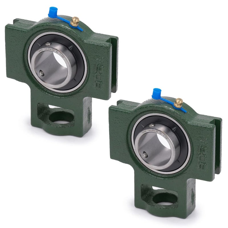 Xike 2 Pcs UCT206-20 Bore 1-1/4" Pillow Block Take-Up Mounted Ball Bearings, Solid Cast Iron Base and Self Aligning Chrome Steel Sealed Bearings. - Image 1